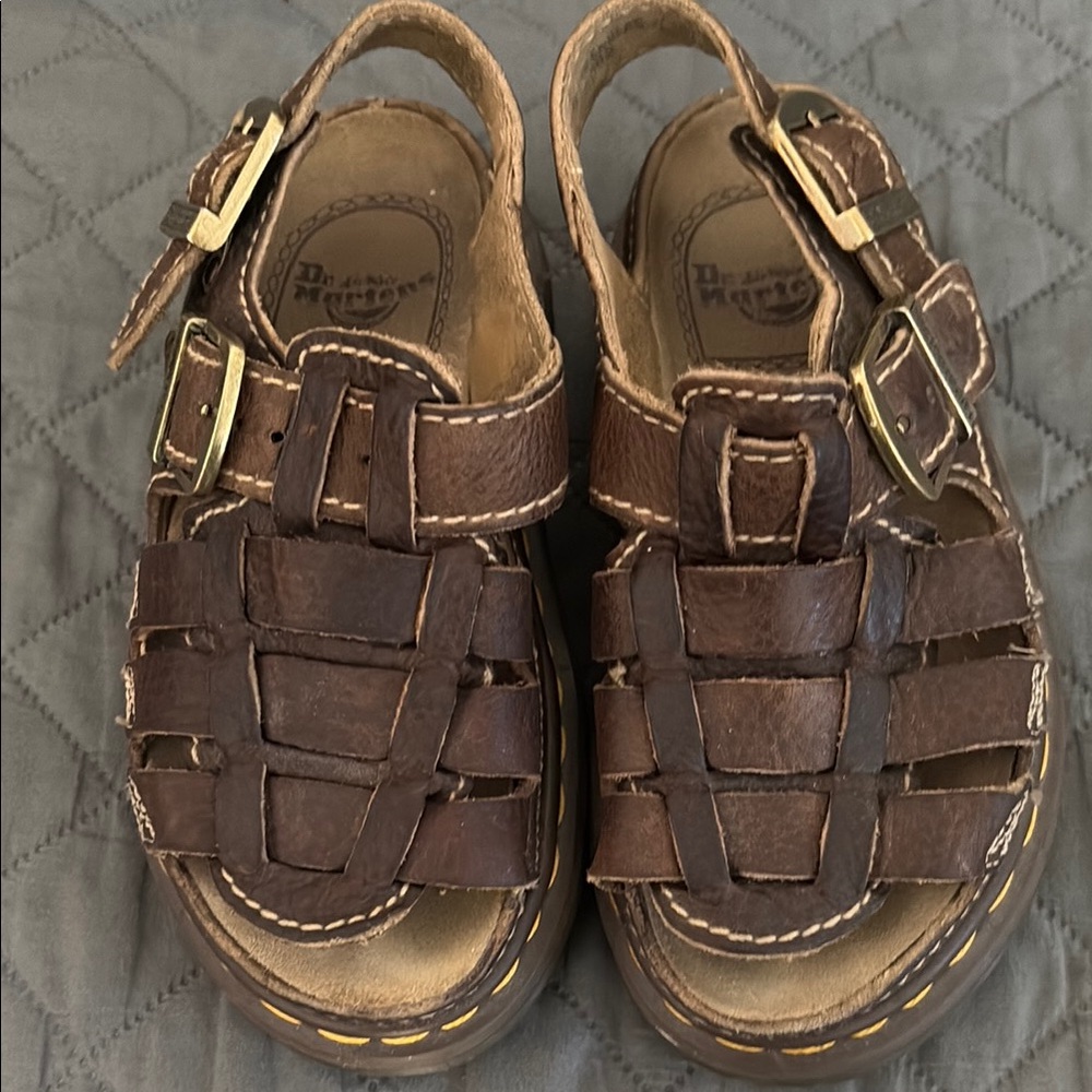 Dr. Martens Brown Leather Sandals with Buckle Closure
